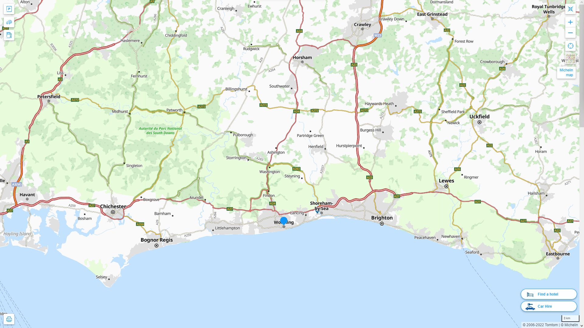 Worthing Royaume Uni Autoroute et carte routiere